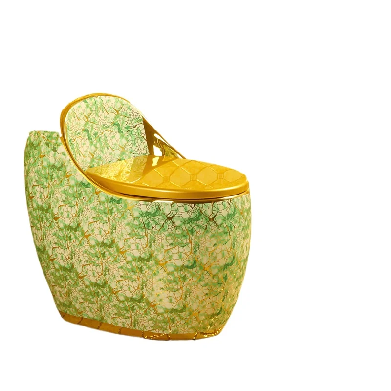 

Бытовой креативный золотой унитаз в форме яйца, антиблокирующий большой сифон для труб, водосберегающий цветной унитаз