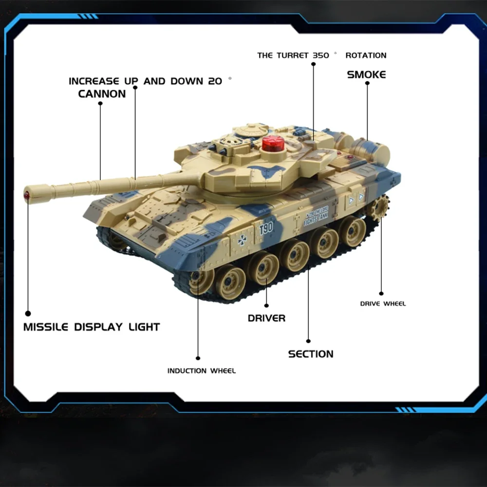 1/24 czołgi RC zdalnie sterowane czołgi wojenne T90 rosja 2.4G sterowanie radiowe kryty zabawki dla chłopców na świeżym powietrzu dla dzieci