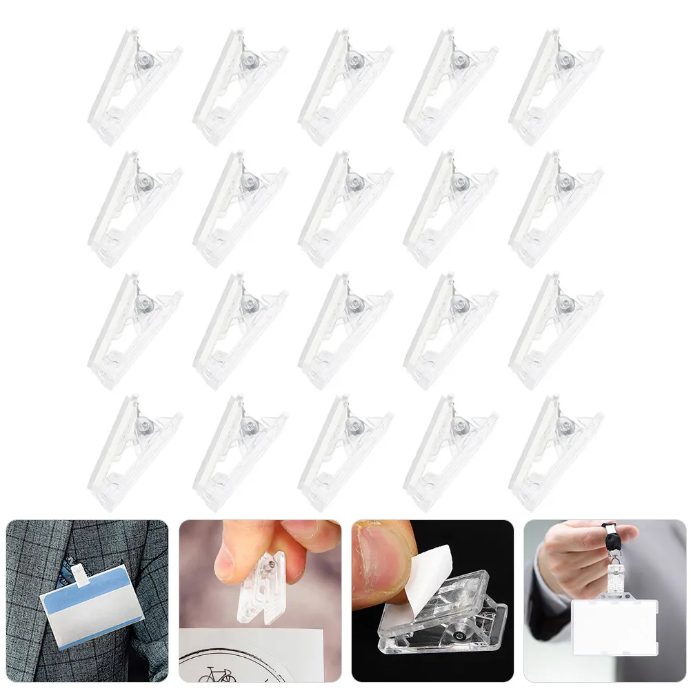 20pcs Transparent Adhesive Wall Clips for Hanging Pictures, Posters & ID Badges – Spring Mount Hooks