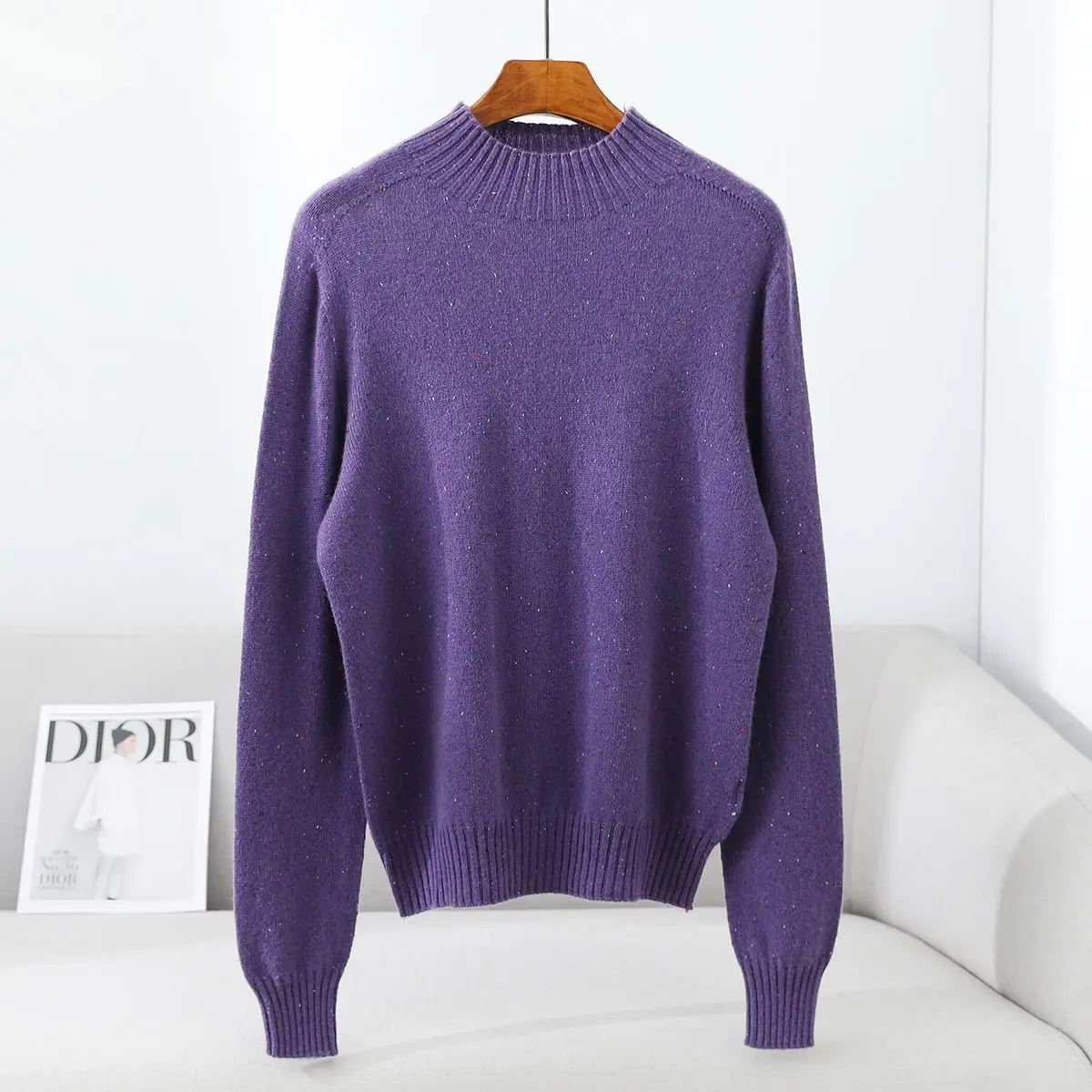 

New Thickened Ribbed Sweater for Autumn and Winter100% Wool Round Neck Women's Casual Knitted Sweater