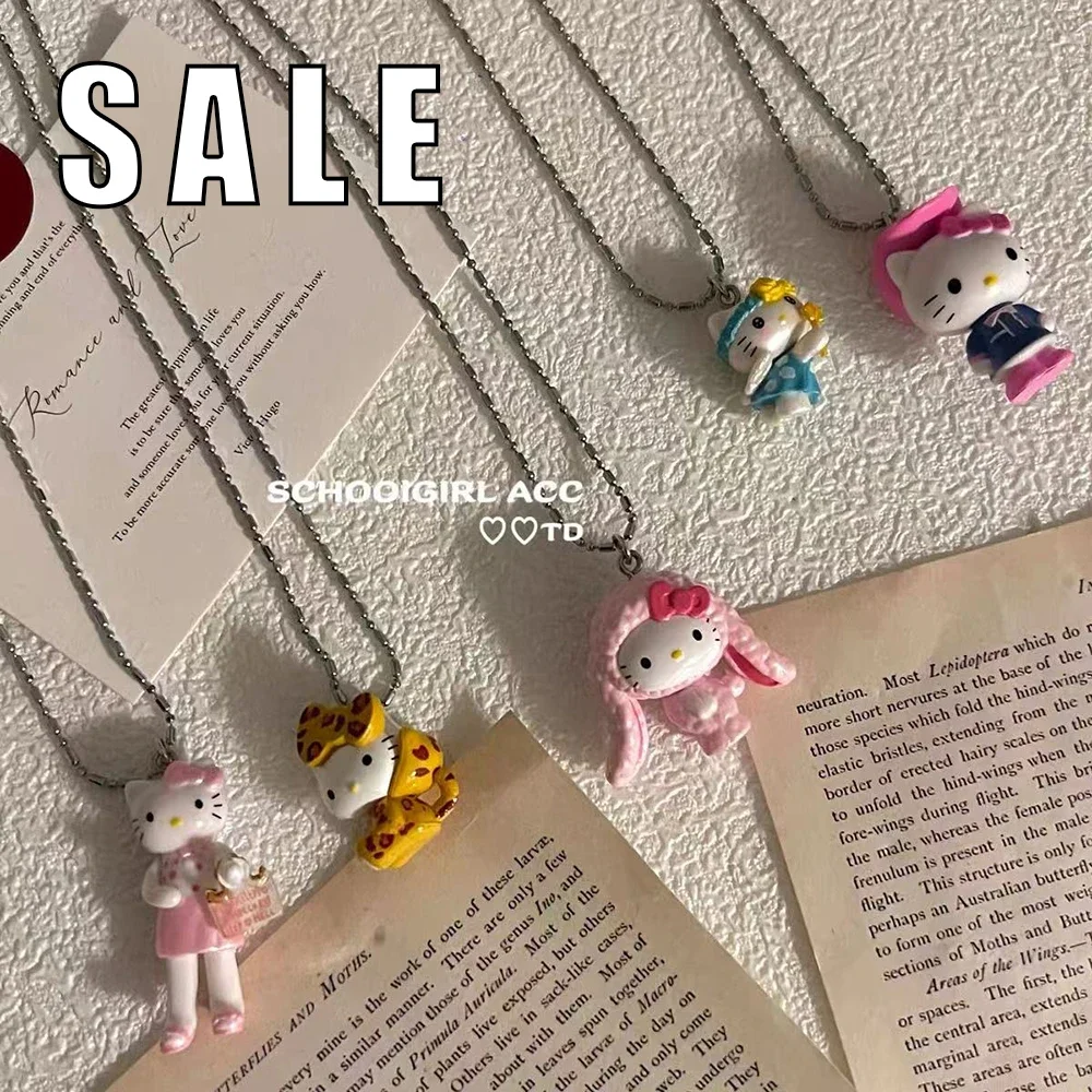 

Sale Hello Kitty Mini Figurines Miniatures Titanium Steel Necklace Not many