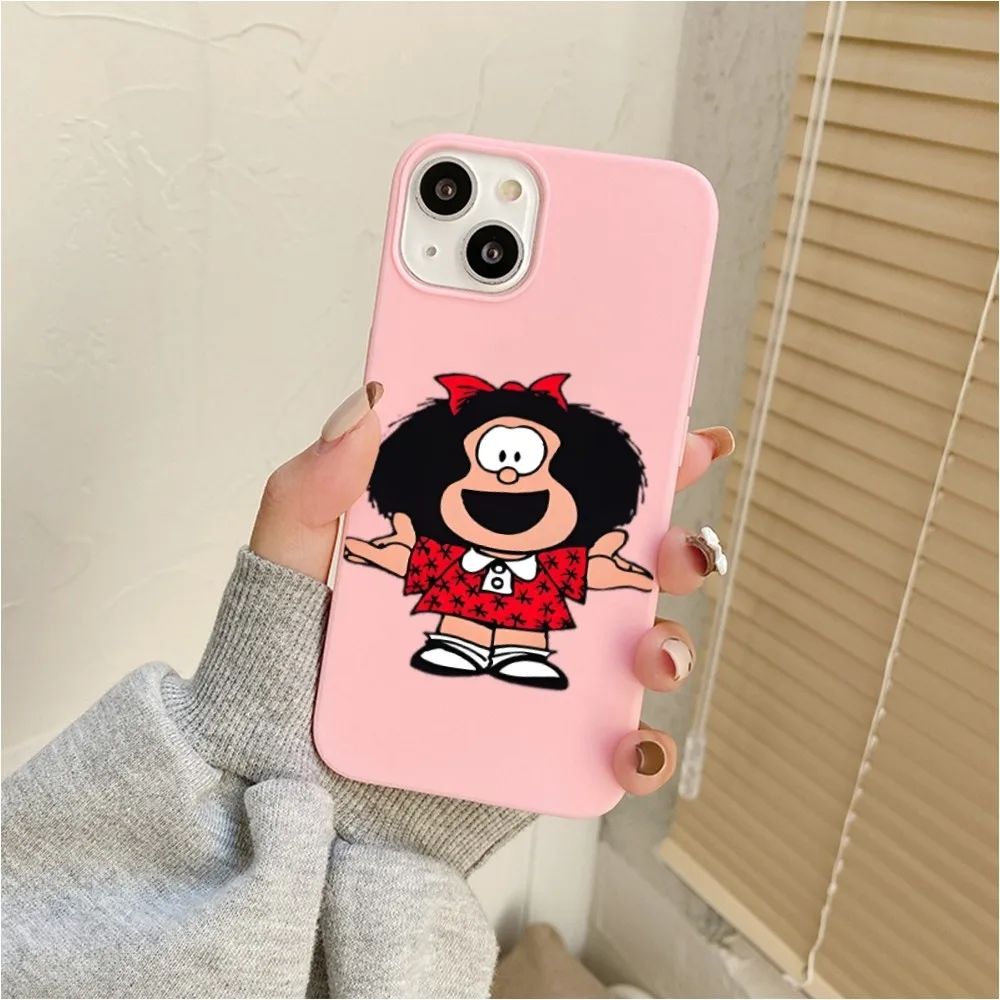 Cartoon M-mafalda Girls Phone Case For Iphone 11 13 14 Pro Max X Xr Xs Max Se2020 12mini Pink Cover Case