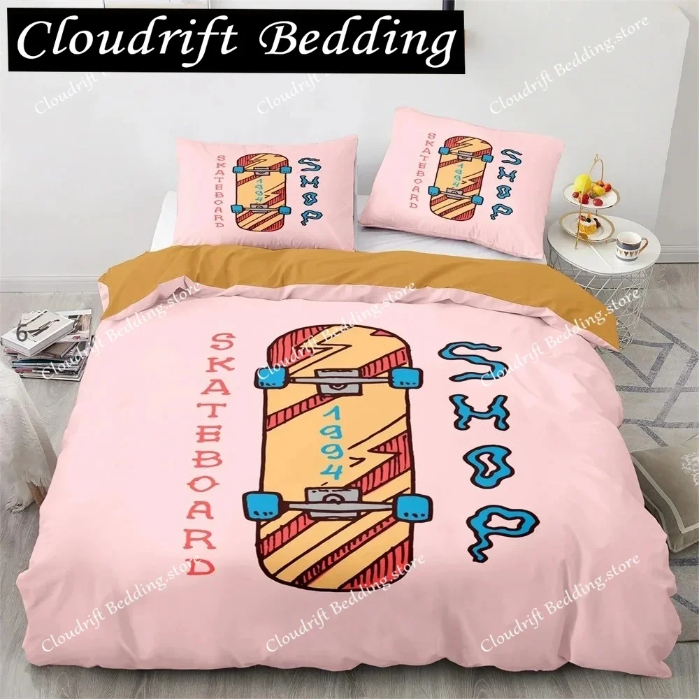 Skateboard Bedding Set Full Size 3D Santa Claus Polyester Duvet Cover Skateboard Comforter Cover Hip Hop Style King Twin Size