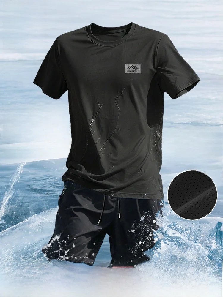 

Jeanswest Men's Summer Sportswear Ice Silk Qui Dry T-irt Running Fitn orts Set Faionable Youth Clothing