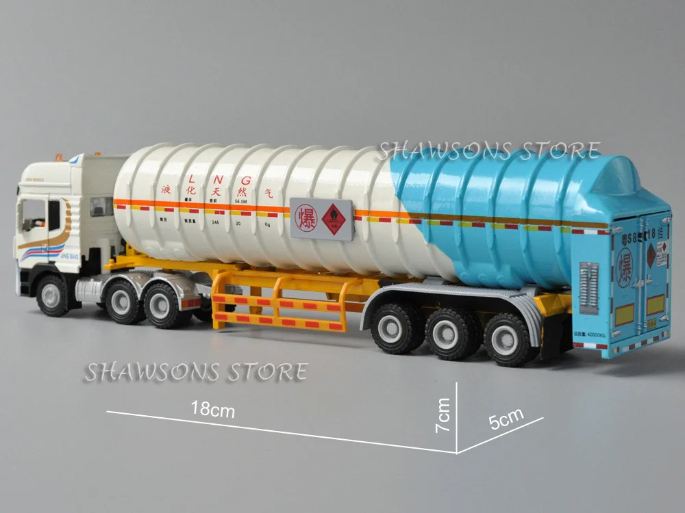 1:50 Scale Diecast Model Tanker Truck Toys Tractor With Gas Tank Semi-Trailer Miniature Replica