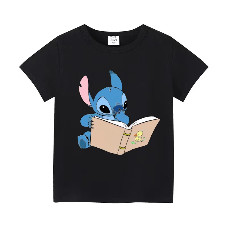 MINISO New Stitch Fashion Clothing Kid CartoonT -Shirt Children Cotton Printed Tee Shirts t shirt for boys/ girls Funny Top