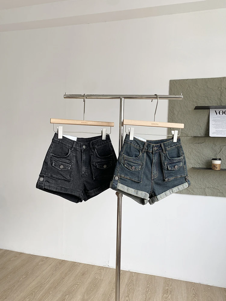 2025年秋新作 韓国風ファッション シックなカーリング加工 カウボーイショーツ レディース ハイウエスト 多用途 Aライン ワイドレッグショーツ