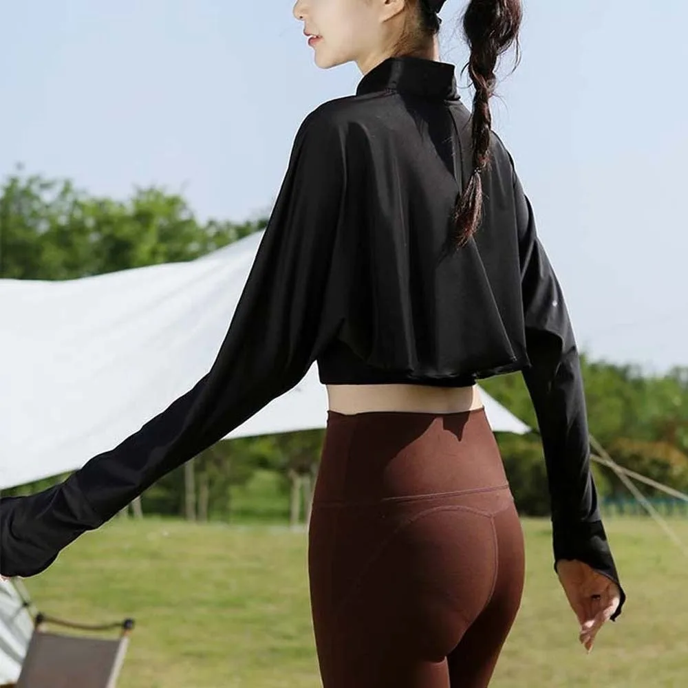 

Однотонная летняя солнцезащитная накидка-шаль с длинными рукавами из ледяного шелка, укороченный топ, рукава-накидки, одежда для защиты от солнца, спортивная одежда