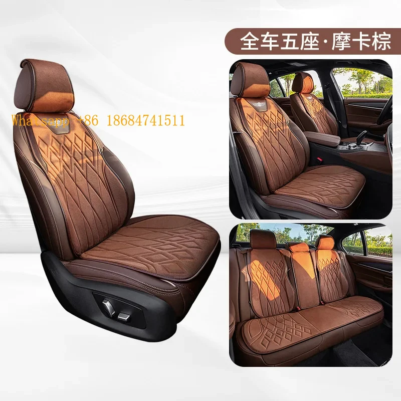 Premium Soft Suede Full Set 5 Car Covers with Complete Backrest Coverage Universal All Season Luxury Cushion Sedan SUV