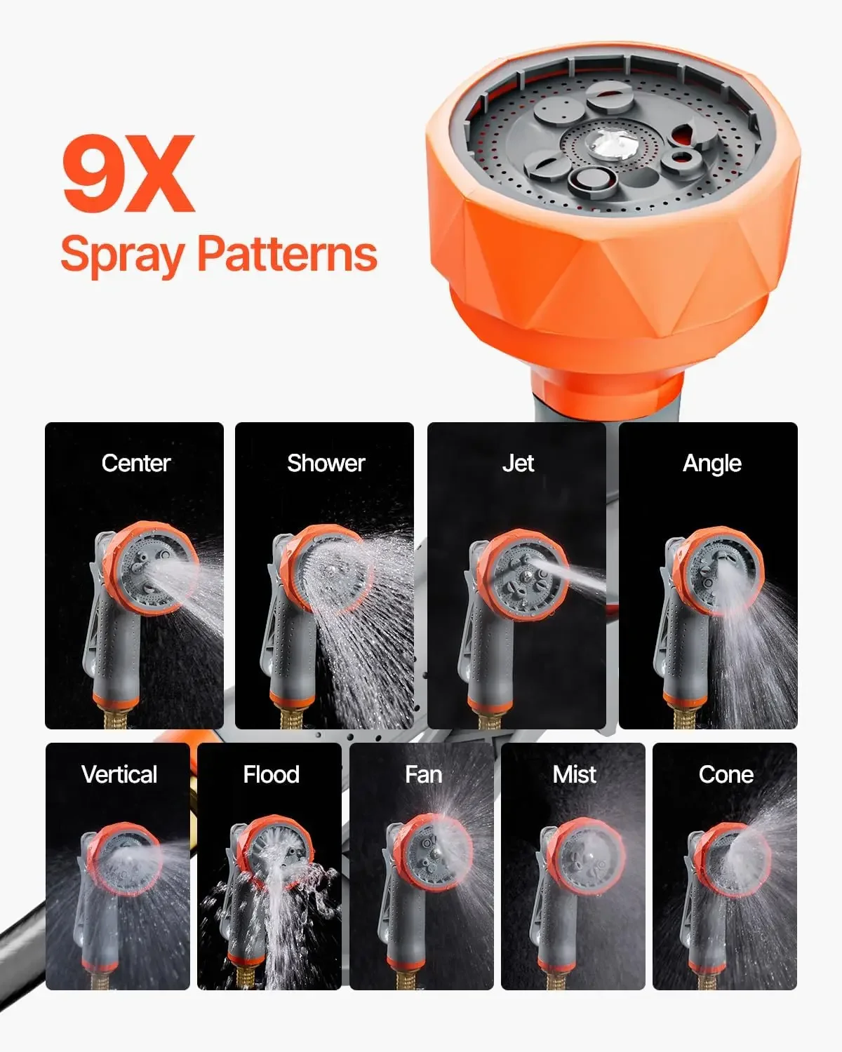 

[XMSJ]Retractable Garden Hose Reel, 5/8 Inch x 100 ft Wall Mounted Hose Reel, Heavy Duty Garden Hose Reel with 9 Patterns Nozzle