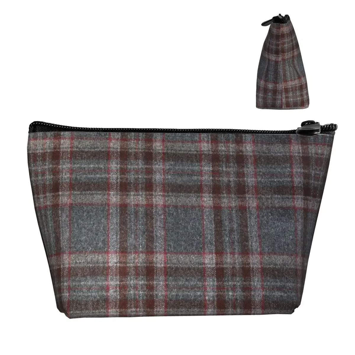 Travel Grey And Red Tartan Toiletry Bag Plaid Scottish Tartans Kilt Makeup Cosmetic Organizer Women Beauty Storage Dopp Kit Case