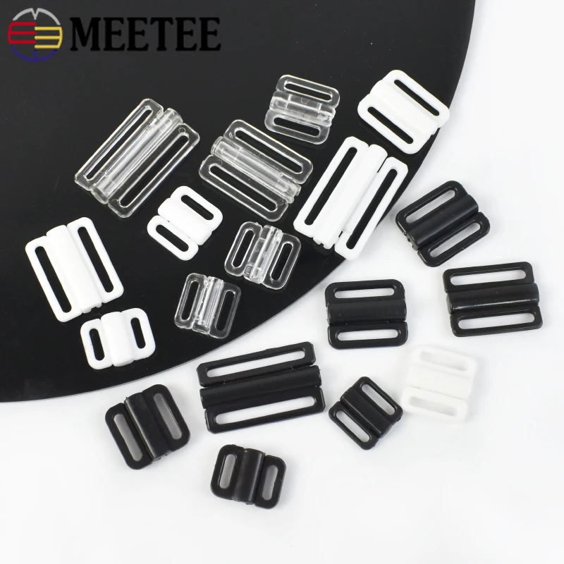 

50Sets 8-25mm Plastic Swimwear Buckles for Adjustable Front Closure Bra Clasp Strap Hook Underwear Fastener Sewing Accessories