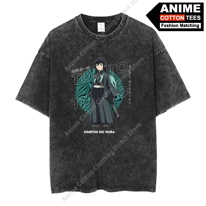 

Anime Demon Slayer - Tokitou Muichirou Print T-shirt y2k Harajuku Street Men Women Casual Short Sleeve Cotton Retro Loose Tees