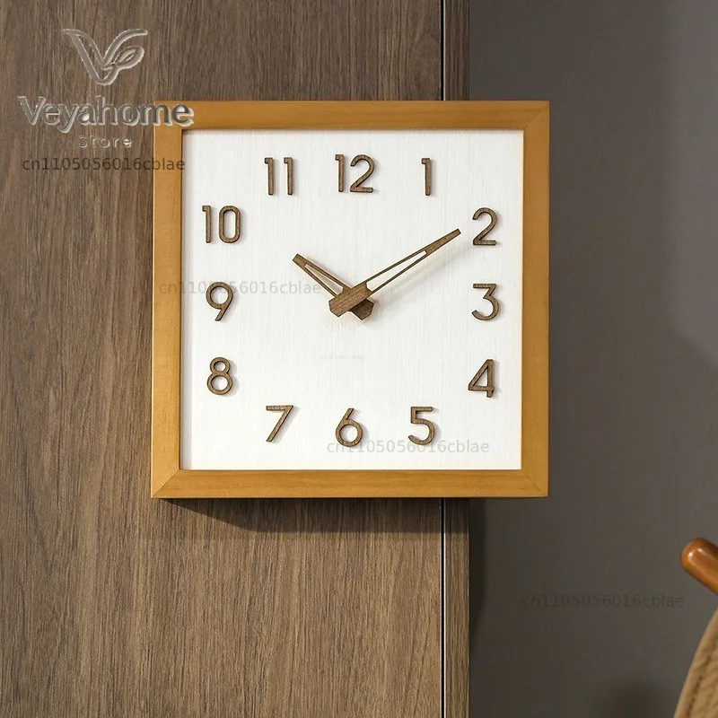 Corner Wall Clock Wood Double Sided Wall Watch Luxury Aesthetic Modern Clocks Silent Elegant Decorative Living Room Watches