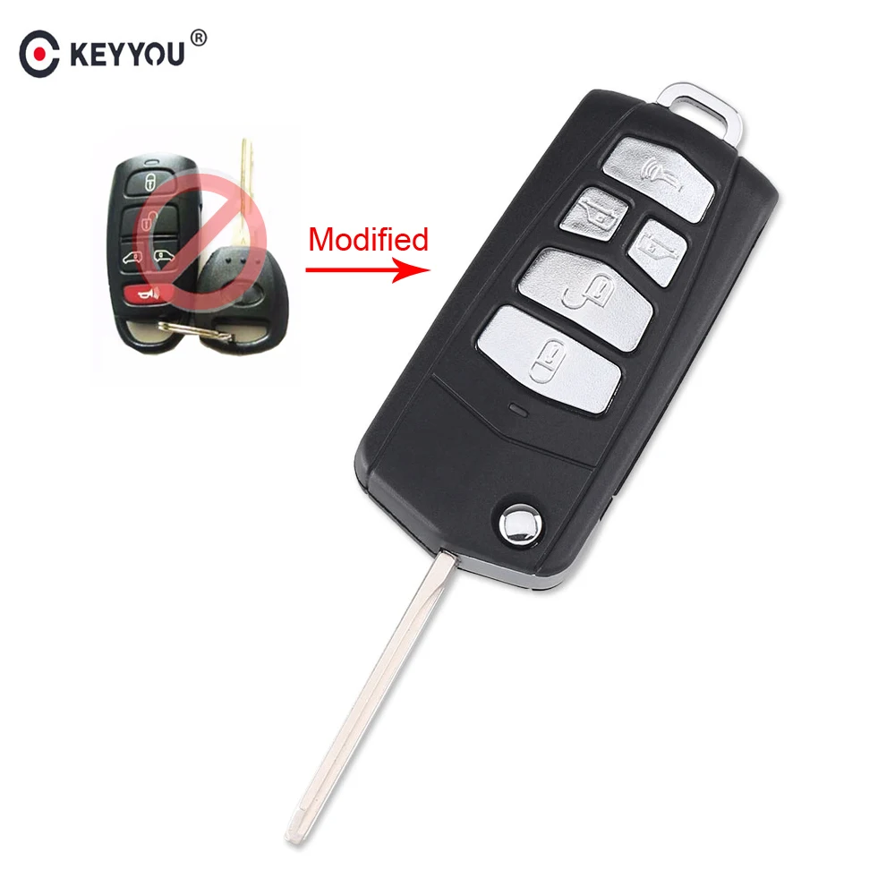 

KEYYOU 5 Buttons Modified Flip Remote Key Case Shell For Kia Sedona Mini Van Car Key Cover Case