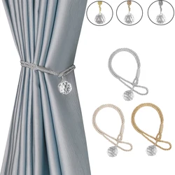 1Pc Curtain Tieback with Crystal Home Decoration Beaded Hanging Pendant Window Drape Gold Curtain Holder Curtain Accessories
