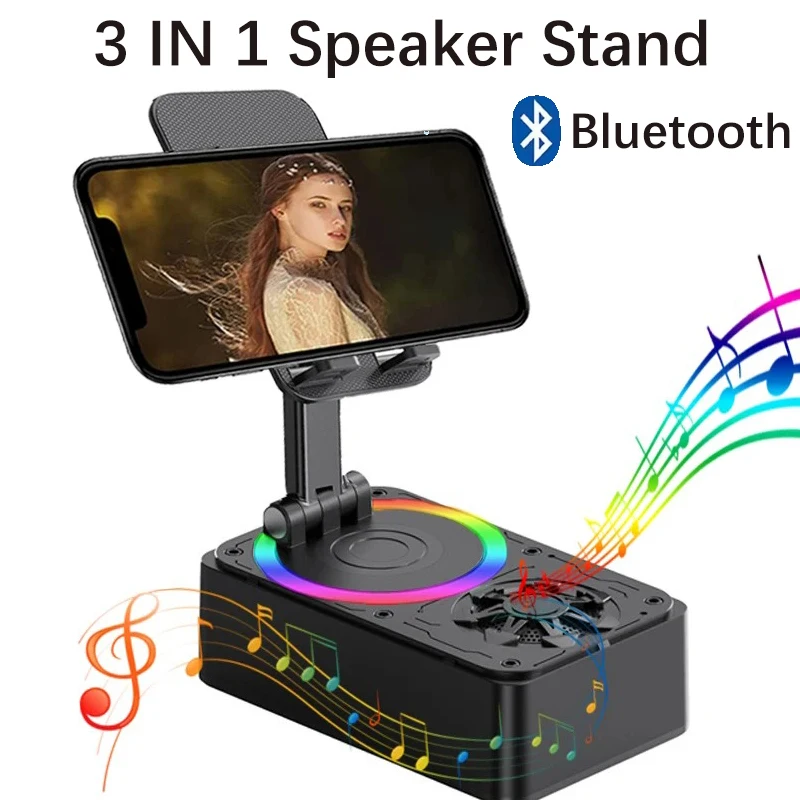 Phone Holder Stand Bluetooth Wireless Speaker Phone Power Bank Foldable Phone Stand With Anti-Slip Pads For Video Meeting Live