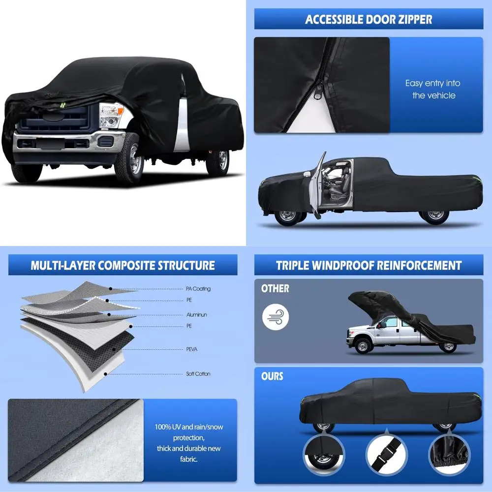 

All-Weather Waterproof 6-Layer Truck Cover for Extended Cab Trucks, Fits Up to 266 Length