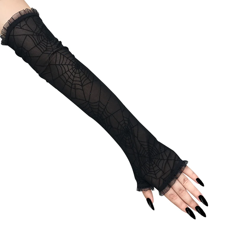 Spinnennetz-Armstulpen Handschuhe Faschingskostüm Halloween-Kostümzubehör Cosplay – Detail 6