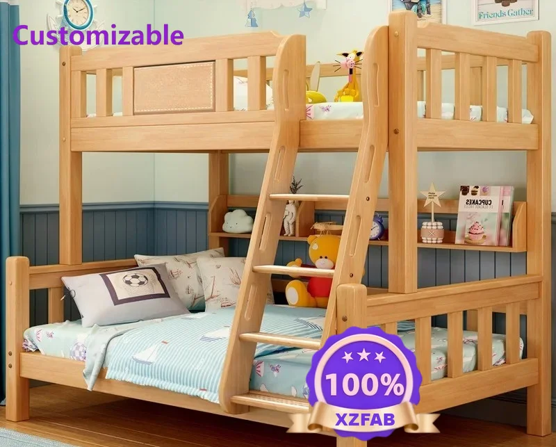 Factory Direct 2026 Upper and lower bunk full solid wood child and mother bed children's high and low small apartment upper