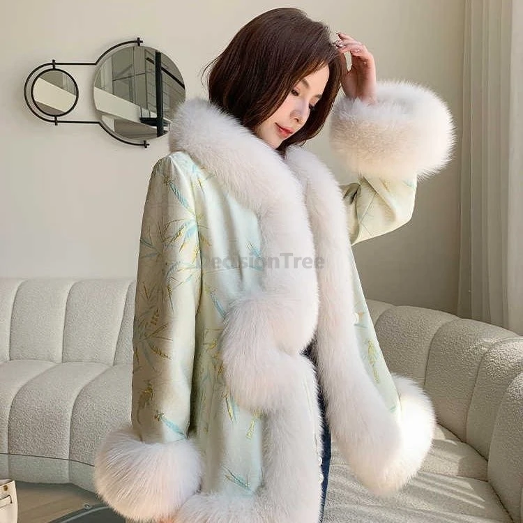 معطف بدلة تانغ على الطراز الصيني القديم لعام 2025 معطف شتوي دافئ من فرو الثعلب المقلد سترة نسائية متعددة الاستخدامات بمزاج شبابي #4