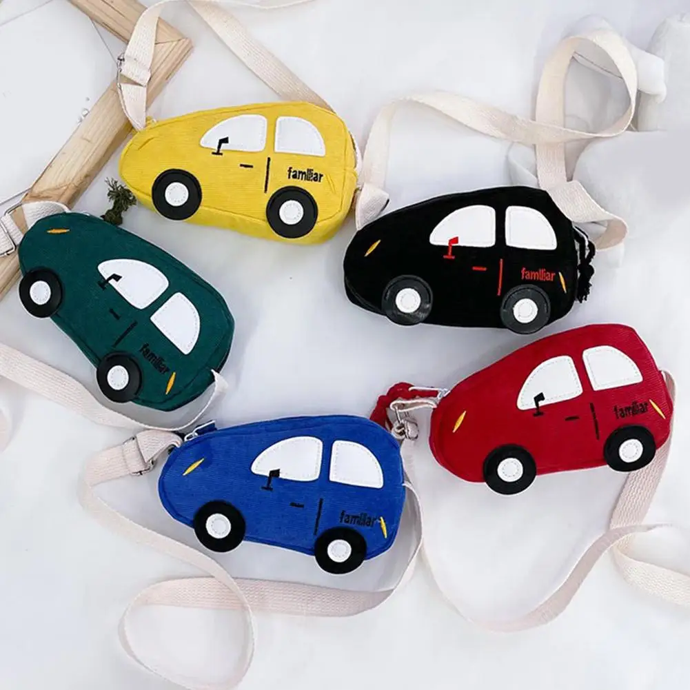 Mini Bolsos Cruzados con Forma de Coche, Bolsos de Hombro para Niños y Bebés, Bolsos de Mano de Color Sólido, Lindos Bolsos de Mensajero con Dibujos Animados, Monederos