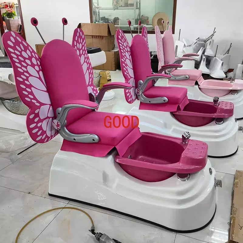 

Unique Design Pink Beauty Salon Equipment Kids Foot Spa Manicure Butterfly Pedicure Chair For Sale
