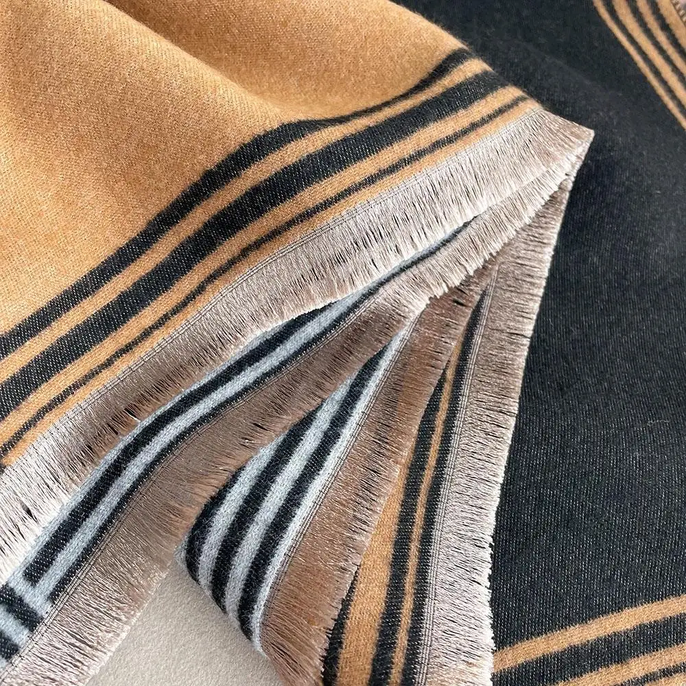 

Thick Cashmere Scarf Double Sided Neckerchief With Tassel Outdoor Neck Warmer Scarves Geometric Splicing Colors Winter Scarf