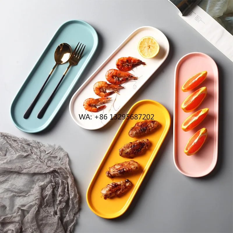 

Wholesale Cute 12 Inch Ceramic Dinner Plate Cartoon Accept Custom Logo Cake & Sushi Plate Hotel Oval Plate