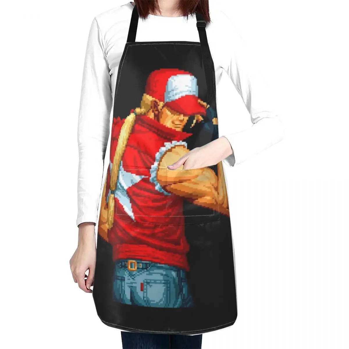 KOF 94 INTRO TERRY BOGARD Apron Kitchen For Men with pockets Men's Kitchen Apron