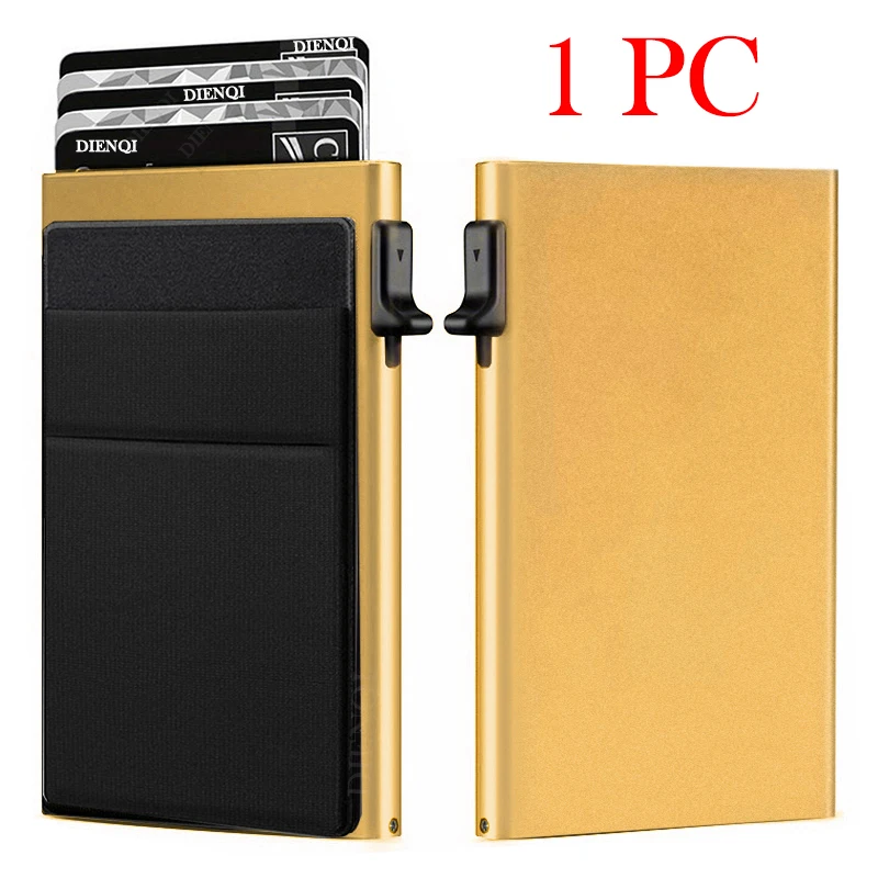 Rfid Kreditkarteninhaber Männer Dünne Dünne Mini Minimalistische Brieftaschen Luxus Metall Bank ID Cardholer Fall Brieftasche für Männer Carteras Wahl