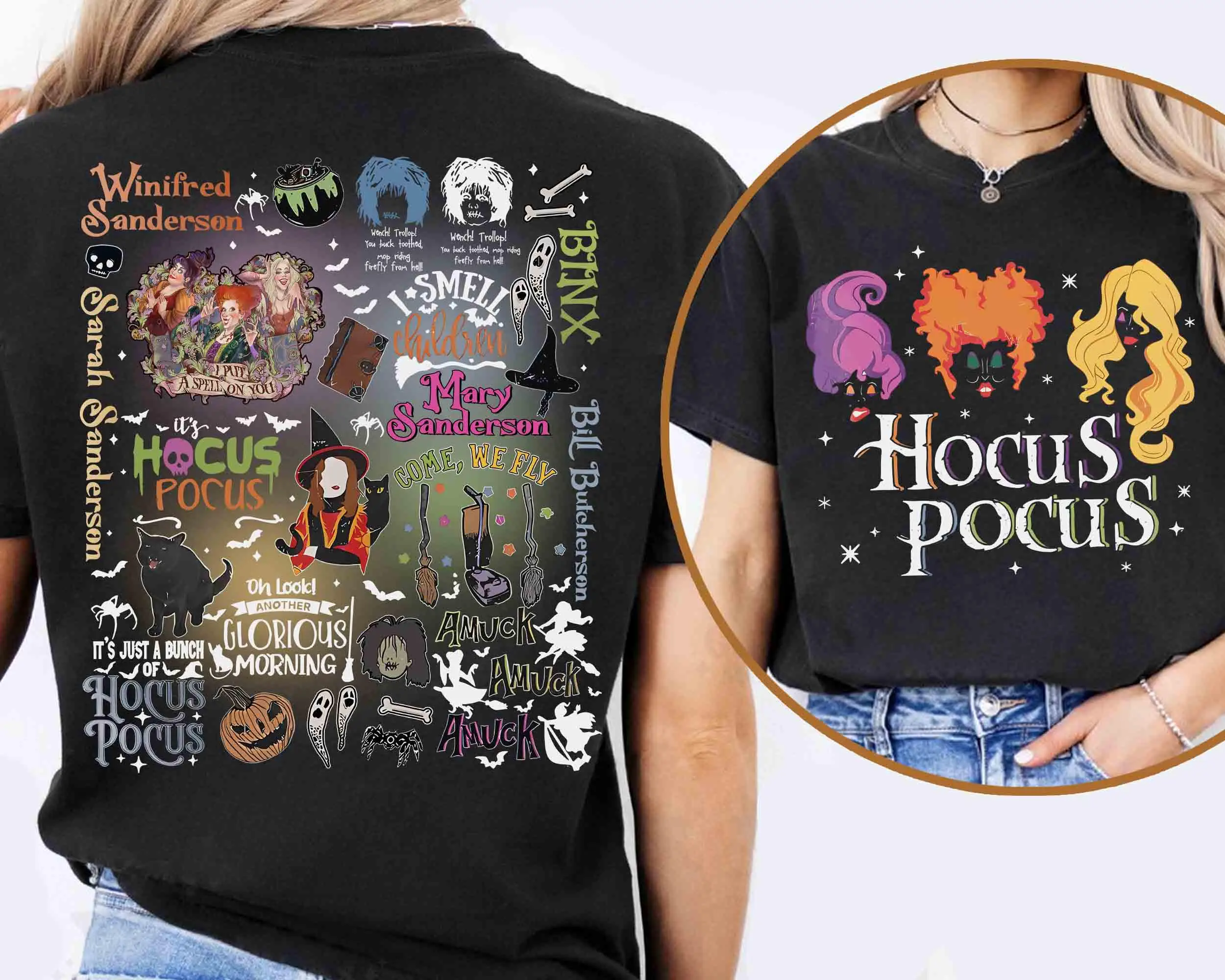 

Рубашка Disney Sanderson Sisters Just A Bunch Of Hocus Pocus Микки не так страшный Диснейленд подарок на Хэллоуин