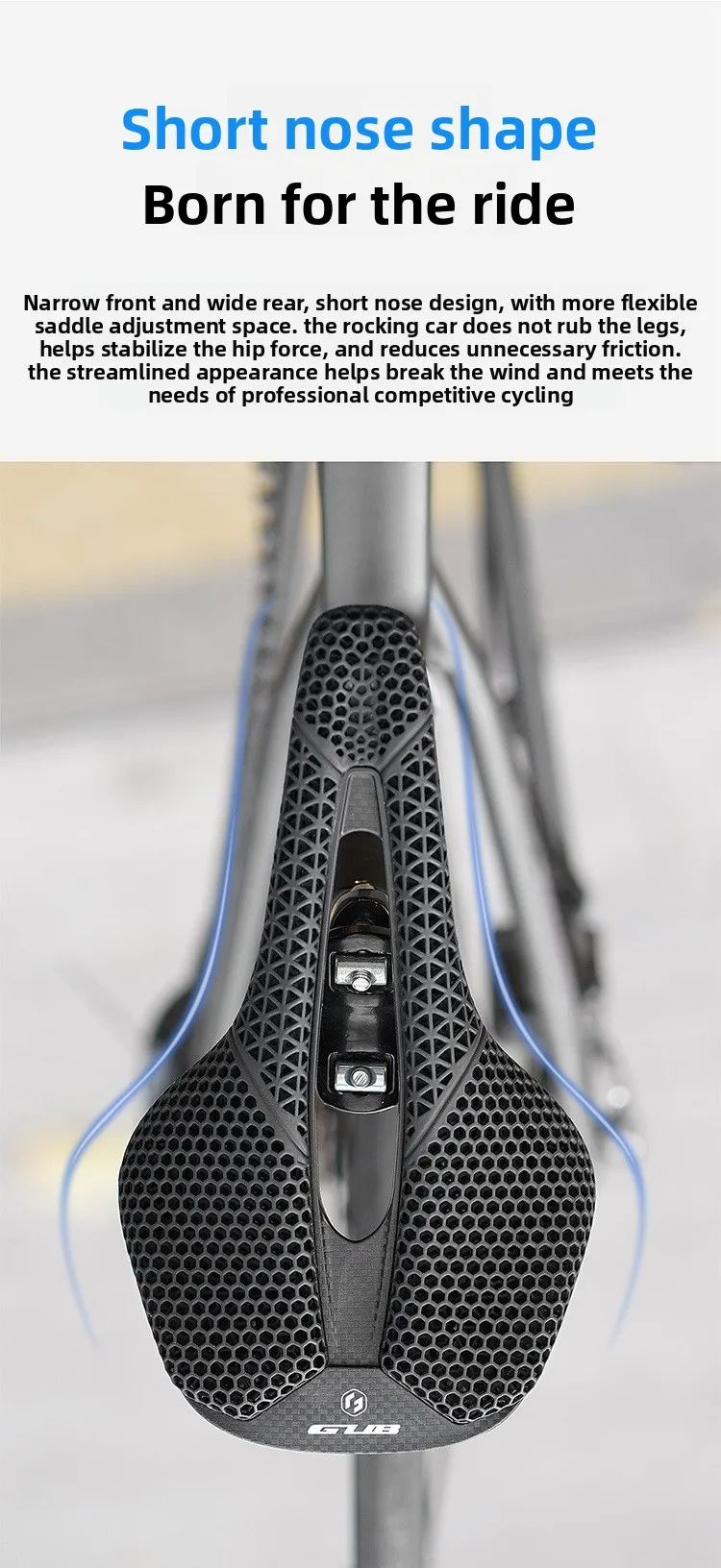GUB 1169-143 3D-Gedruckter Fahrradsattel Kurznasiger Fahrradsitz Nylonbasis Hohldesign Radsattel Rennrad-Zubehör – Detail 8