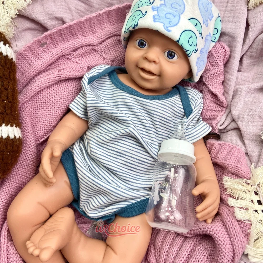 

45cm Full Solid Silicone Reborn Baby Boy Soft Skin Friendly Material Lifelike Exquisite Art Doll Collection for Collectors