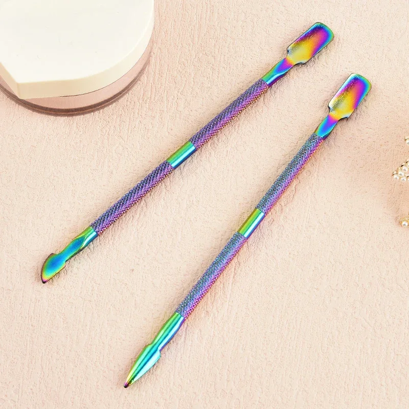 4 Stainless Steel Cuticle Pushers for Manicure & Pedicure, Dual-Ended Tools with Sharp Spoon Tips, Care Accessories