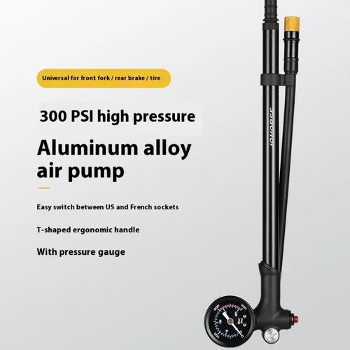 Imagen 2 del producto NPY-bomba de bicicleta de montaña de alta presión, inflador de aire Manual, manguera giratoria de 360 grados con horquilla, neumático de suspensión trasera, 300PSI