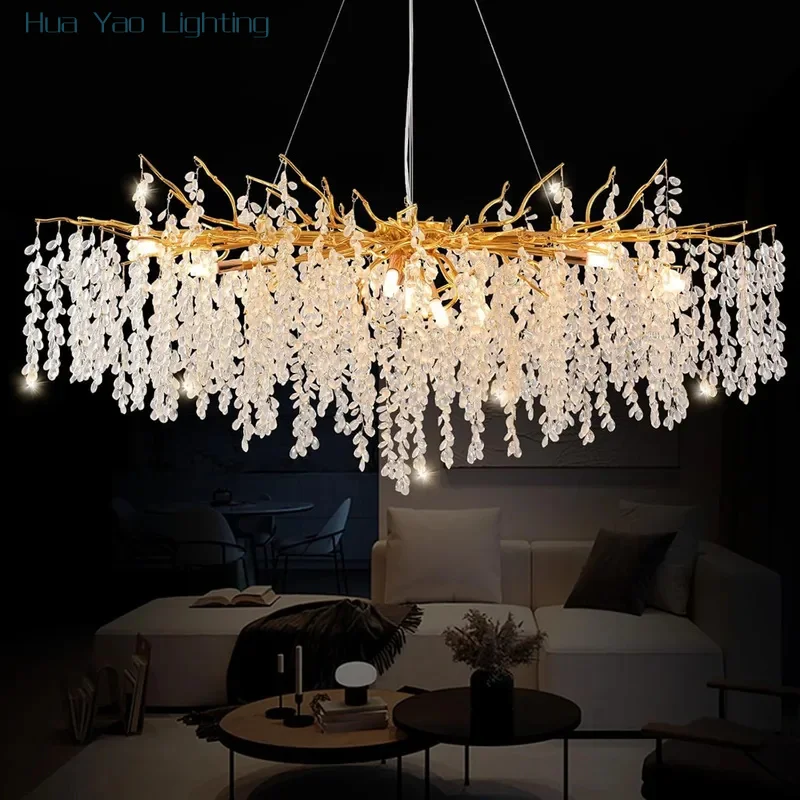 

Luxury Crystal Ceiling Chandelier Lighting for Dining Room Living Room Bedroom Tree Branch Suspension Crystal Chandeliers