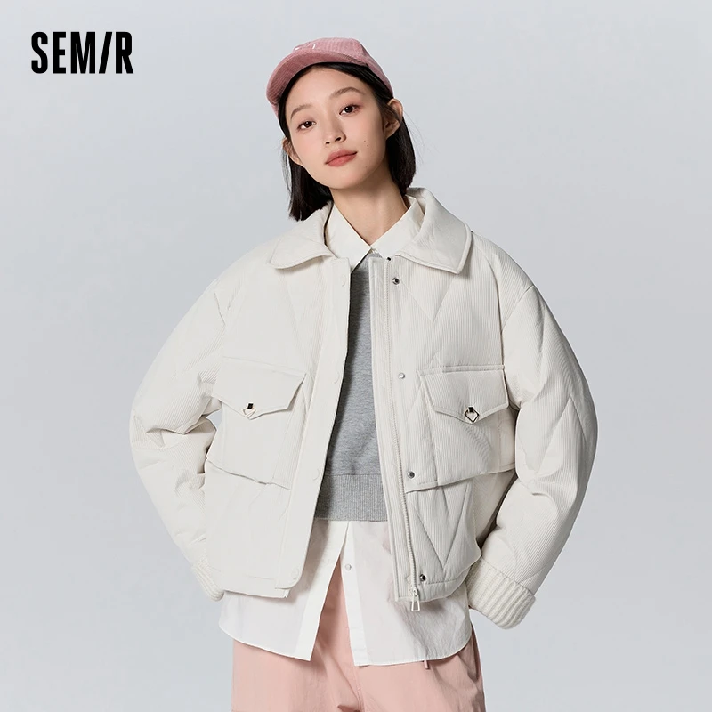 SEMIR-Doudoune à Revers pour Femme, Surdimensionnée, Polyvalente, Simple, Bergame, Doudoune Douce, Nouvelle Collection Hiver 2023