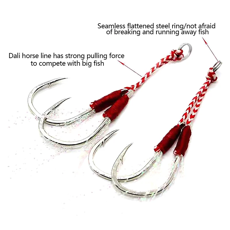 1PCS High Carbon Steel Fishing Lure Fishing Hook Jig Double PairHooks Barbed Thread Feather Accessories Pesca image 3