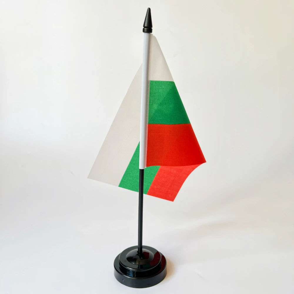 Bulgaria 14x21cm Office Desk Flag Desktop Flag With 30cm  Bulgaria  Flag Home Festival Events Celebration Decorations