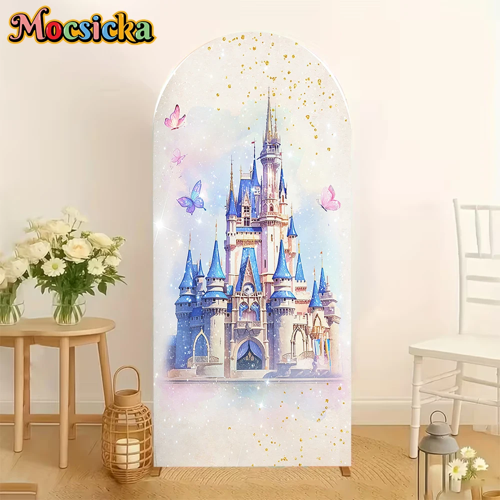 

Mocsicka Double-Sided Arch Background Castle Birthday Wedding Party Baby Shower Photo Arched Cover Backdrop Studio Shooting Prop