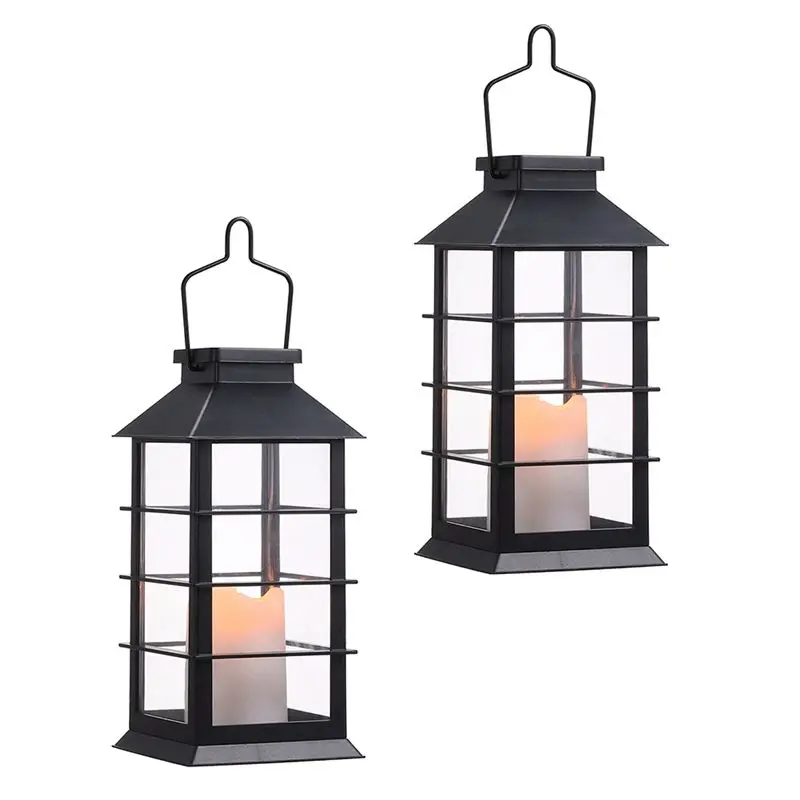 GTBL Solar Lantern Lights 2Pcs LED Flameless Candles For Outdoor Garden Decorative Hanging Lanterns For Table Backyard Party