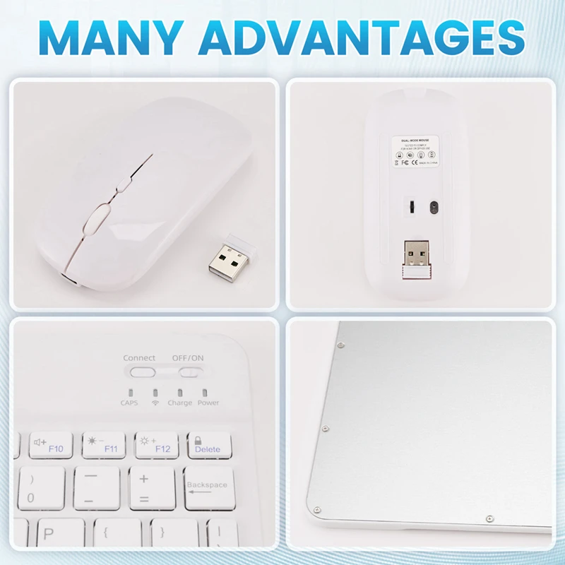 Juego de teclado y ratón inalámbricos Bluetooth silenciosos ultrafinos adecuados para teclado Bluetooth de tableta y portátil