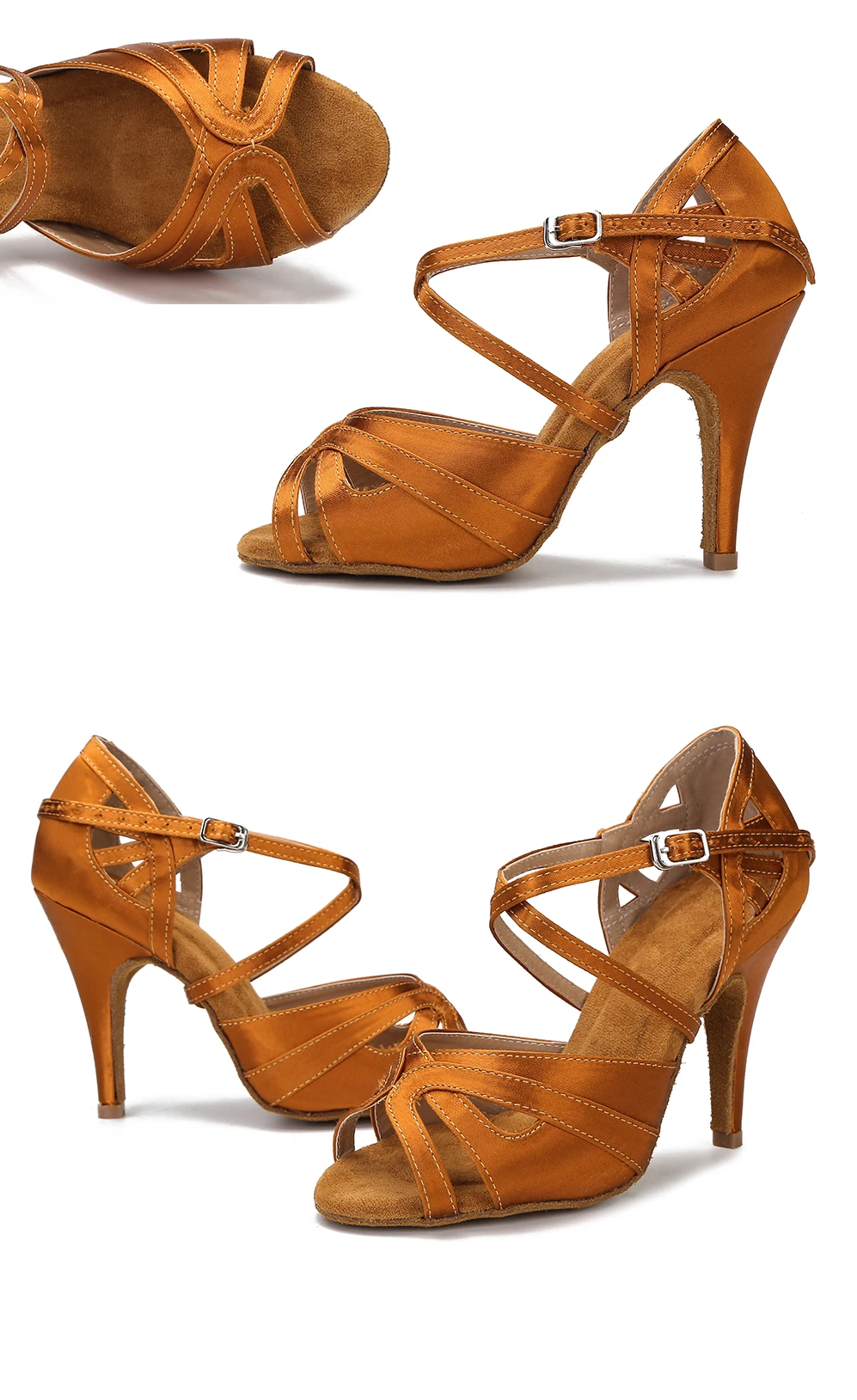 CINMIDY Damen Tanzschuhe aus schwarzem Seidensatin, Tango-Ballsaal-Tanzschuhe mit hohen Absätzen, Salsa-Übungssandalen für Mädchen und Damen, Partyschuhe – Detail 11