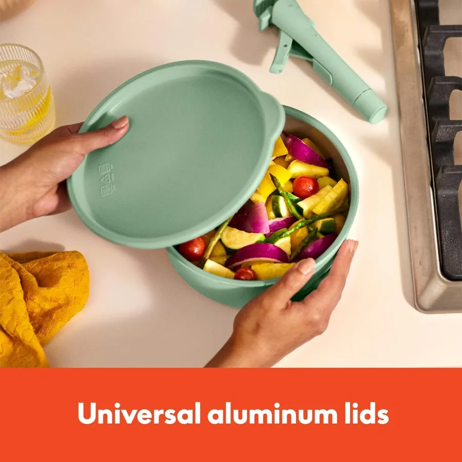 8 Piece Removable Handle Cookware Set Designed for Compact Kitchens with EverGood Ceramic Nonstick Coating Ideal for Any Kitche