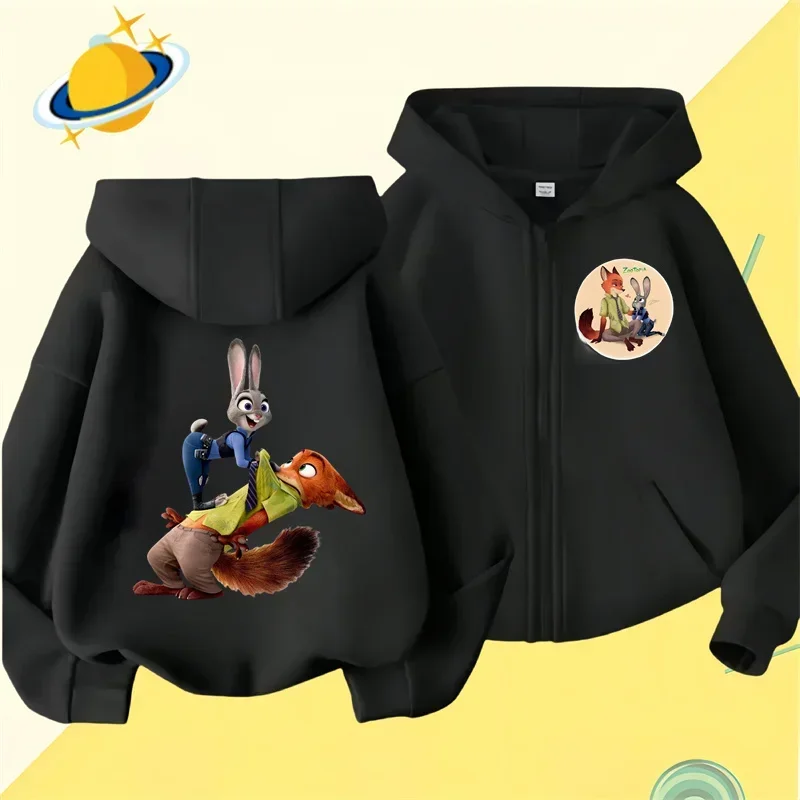 Anime Crazy Zootopia Kids zipper hoodie Cartoon print Autumn/Winter long-sleeved sweatshirt Casual boys/girls clothing sweater