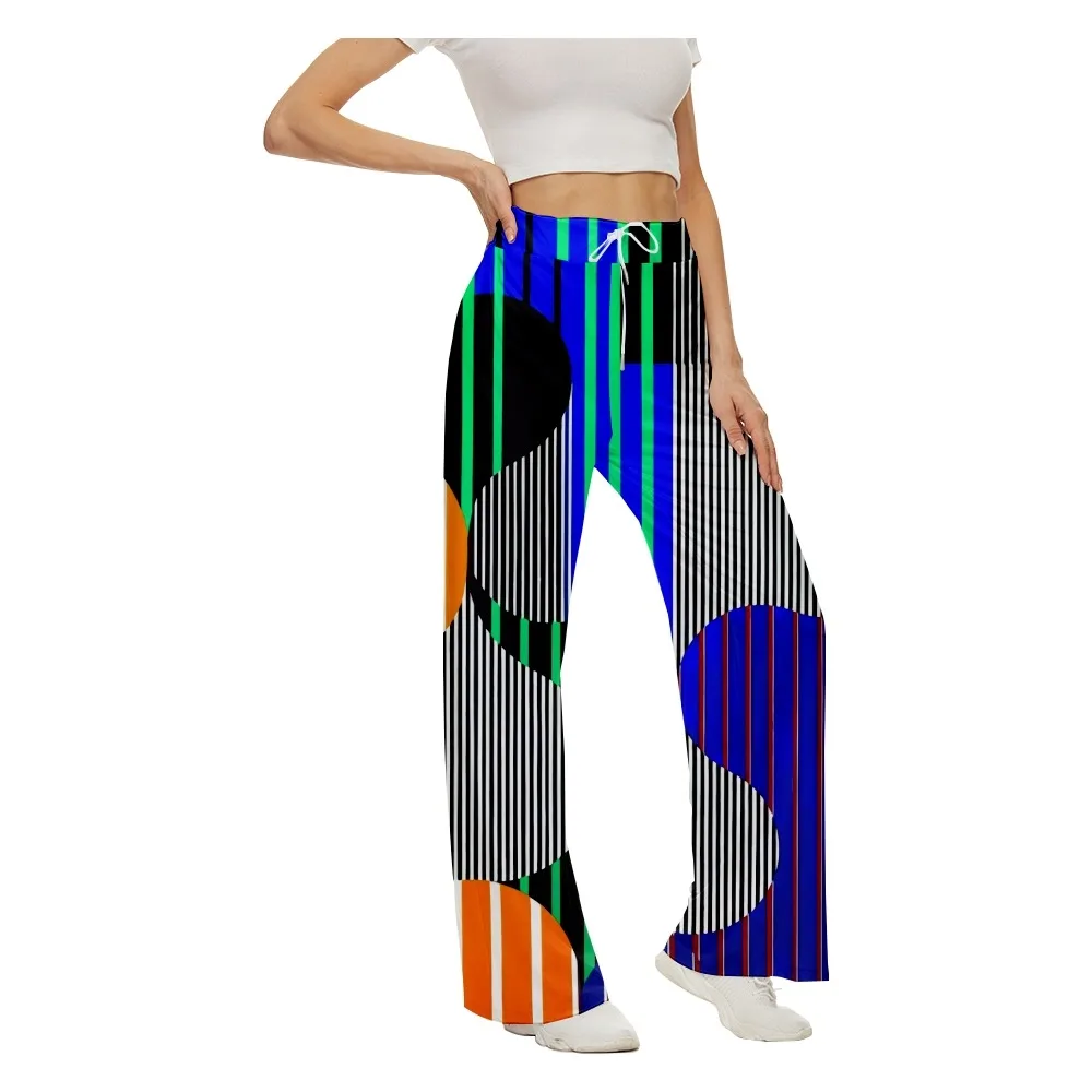 

2022 Spring SOJINM Women Stripe Print Wide Leg Pants Women Baggy Sweatpants Joggers Bottoms Streetwear Casual Trousers XL