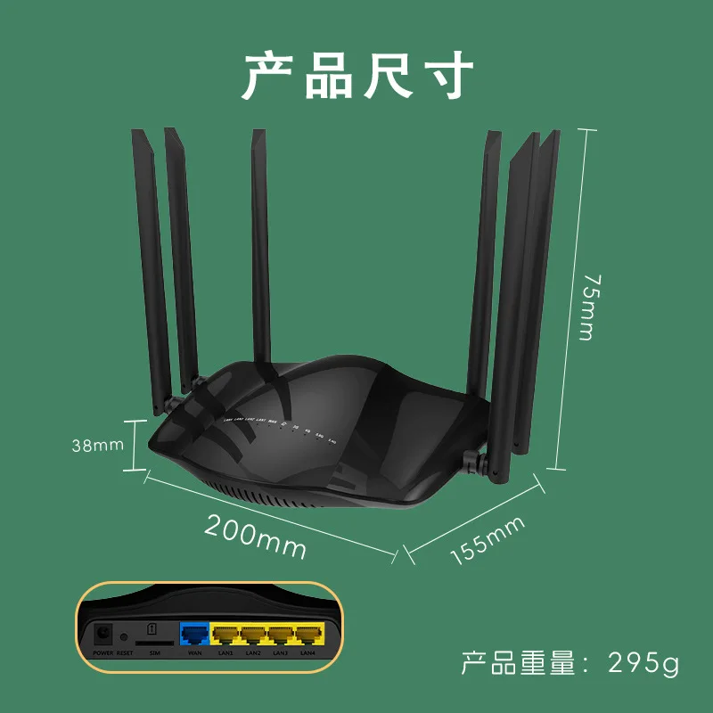 1200M dual-band 4G router with wireless WIFI, CPE for Iranian corporate offices, Dubai model with 6 antennas and gigabit speed