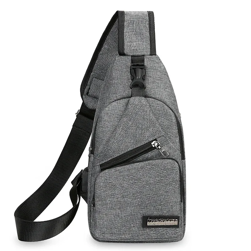 

New men's portable USB smart chest bag crossbody bag canvas lightweight casual men's bag