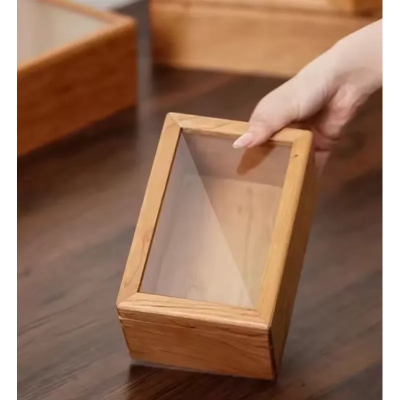 Retro Wooden Jewelry Box Customized Flip Desktop Storage Household Dust Proof Sundries Organizer Box for Women Gift Decor